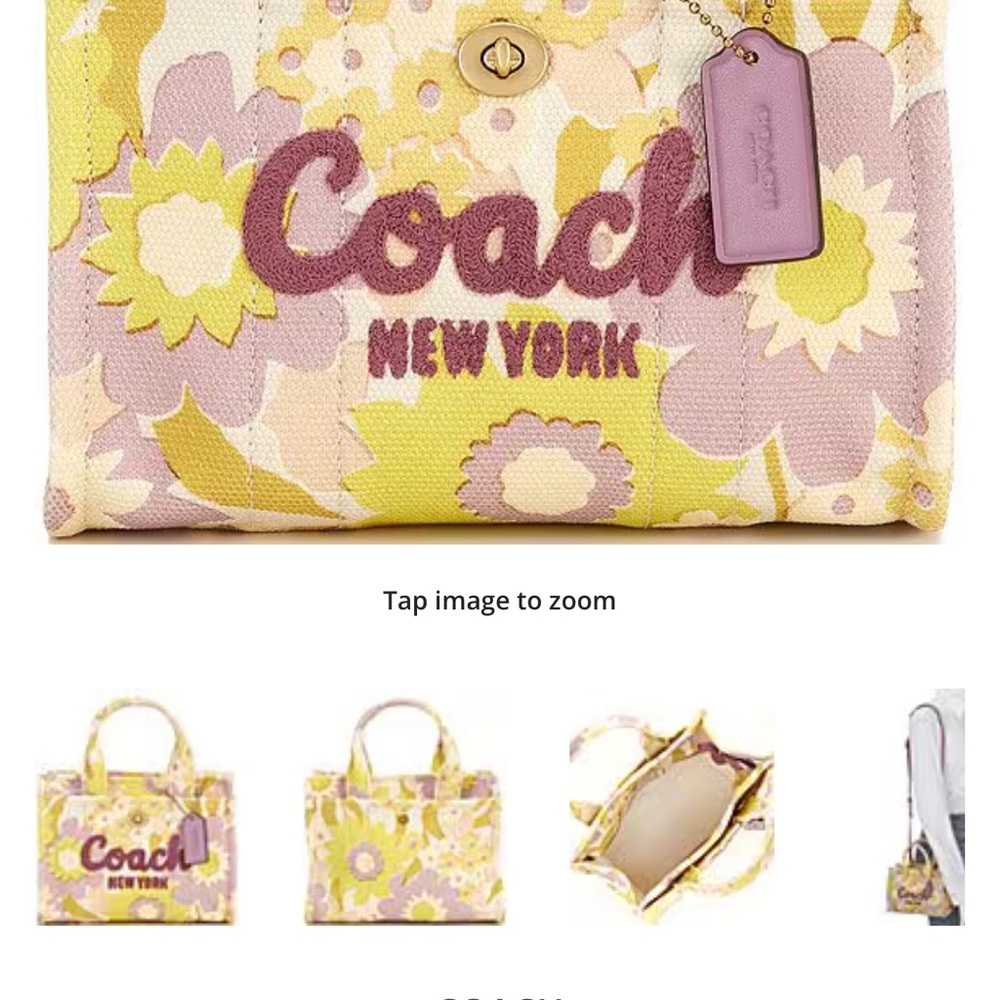 Coach Pink and Yellow Floral 20 Tote Bag